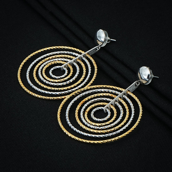 Elegant Dual-Tone Spiral Silver Drop Earrings - Aggarwal jewels