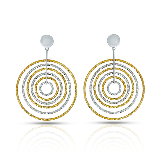 Elegant Dual-Tone Spiral Silver Drop Earrings - Aggarwal jewels