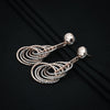 Layered Teardrop Silver Dangle Earrings with a Unique Textured Pattern - Aggarwal jewels