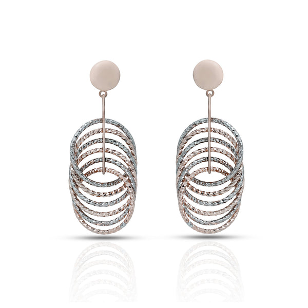 Layered Teardrop Silver Dangle Earrings with a Unique Textured Pattern - Aggarwal jewels