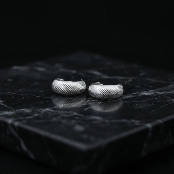 Silver Curved Line Design Earrings for Girls - Aggarwal jewels
