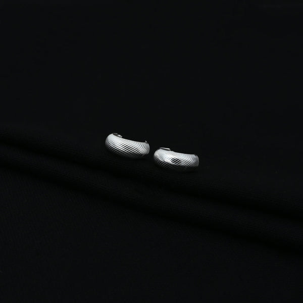 Silver Curved Line Design Earrings for Girls - Aggarwal jewels