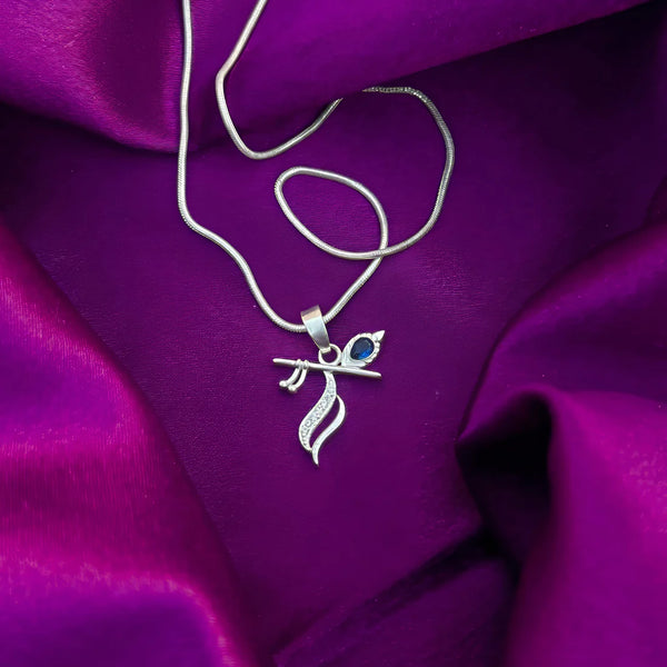 Silver Flute Pendant Intricate Modern Design - Aggarwal jewels