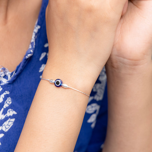 Evil Eye Silver Wrist Charm