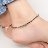 Elegant Evil Eye Silver Anklet with Black Beads