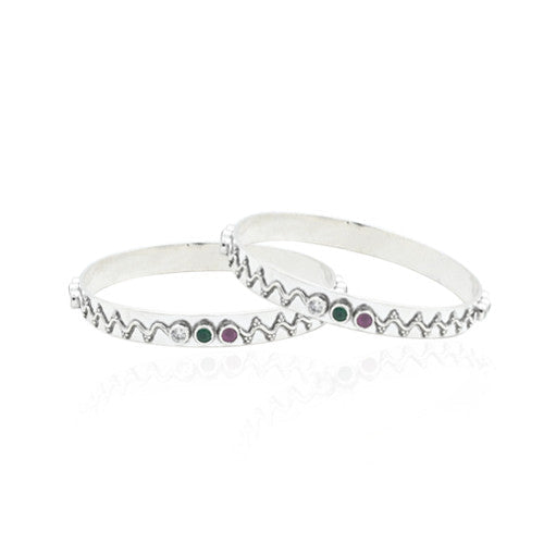 Silver Radical Two Storm Wave Bangles