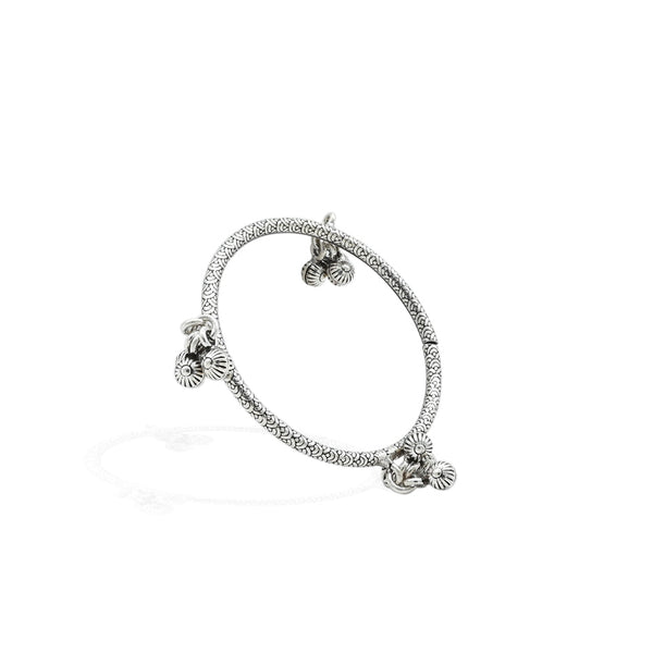 Silver Fine Art Hanging Beads Girls Kada