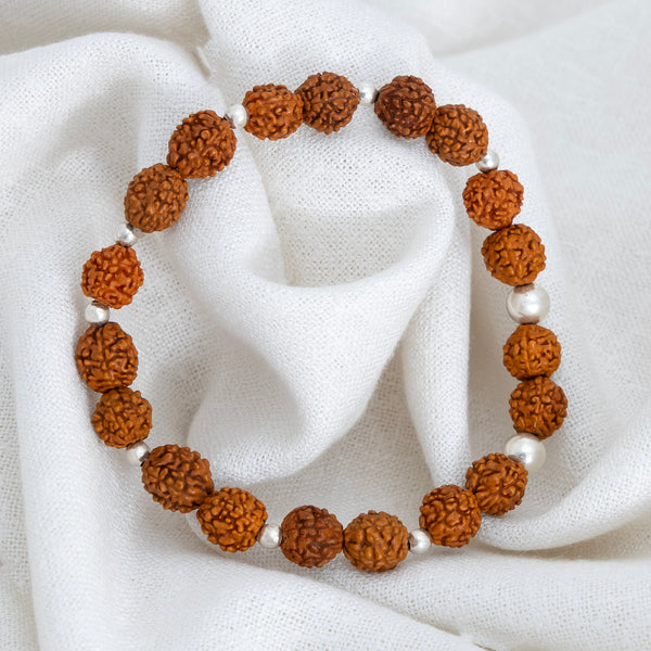 Shiv Energy Rudraksha Bracelet with Silver Accents