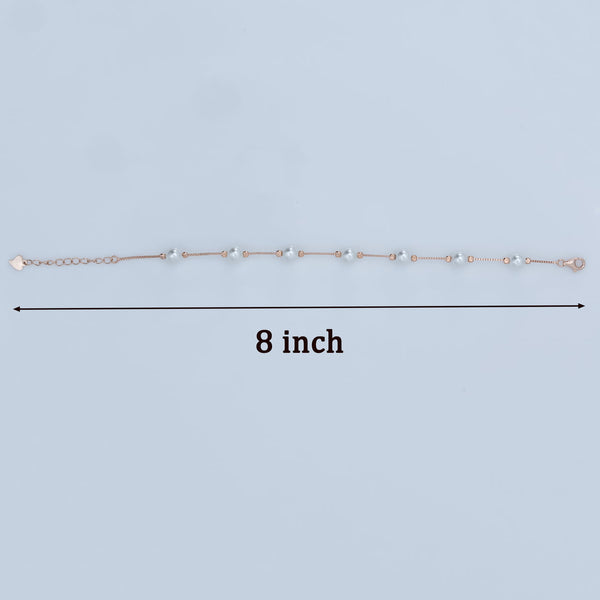 Rose Gold Plated Pearl Silver Bracelet