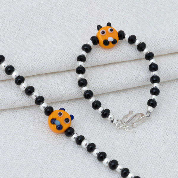 Yellow Playful Silver & Black Beaded baby Bracelet