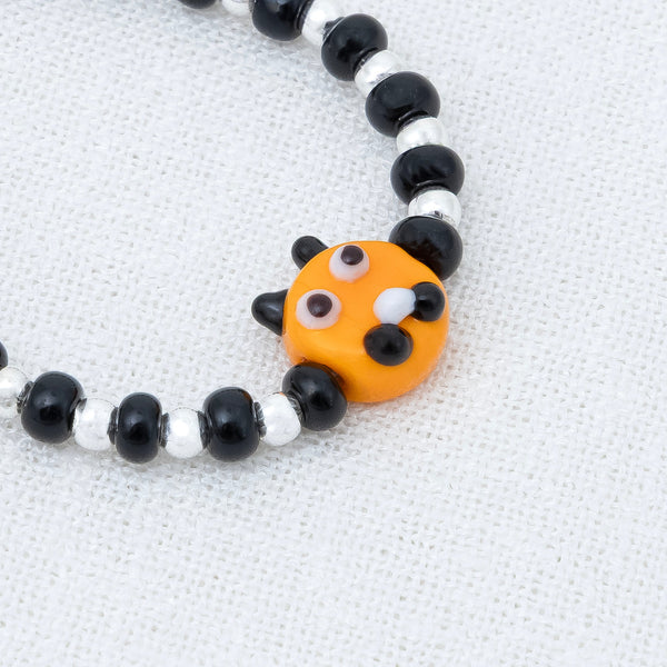 Yellow Playful Silver & Black Beaded baby Bracelet