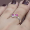 Dual Square Pink Stone Toe Ring