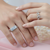 His & Her Silver Couple Rings Infinity Star & Geometric Design