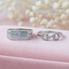 His & Her Silver Couple Rings Infinity Star & Geometric Design