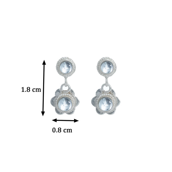 Silver White Stone Blossom Earrings