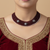 Maroon Chatai Necklace with Three Silver Flower Charms & Pearl Border