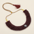 Maroon Chatai Necklace with Silver Flower Pendant & Pearl Border