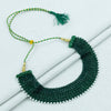 Handmade Green/Maroon Chatai Necklace with Pearl Border