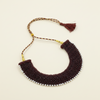 Handmade Green/Maroon Chatai Necklace with Pearl Border