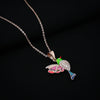 Hummingbird with Zircon Stones Silver Necklace