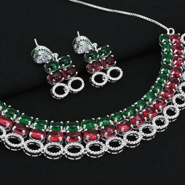 Premium Silver Bridal Jewellery Set of Gemstone