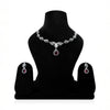 Luxury Silver Necklace and Earring Set Featuring Bold Blood Red Water Drop Stone.