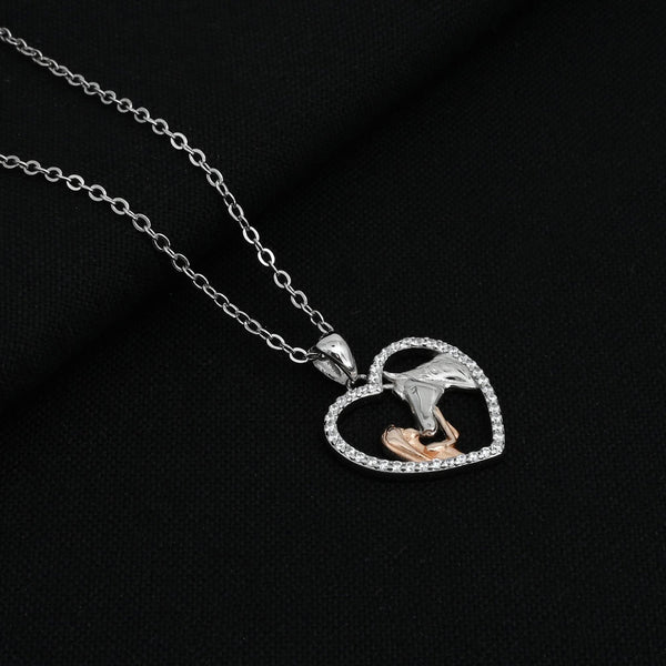Silver "Horse Lover" Heart Necklace for Girls