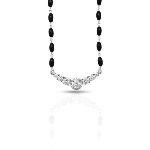 Silver CZ Gem Stone Mangalsutra for Girls