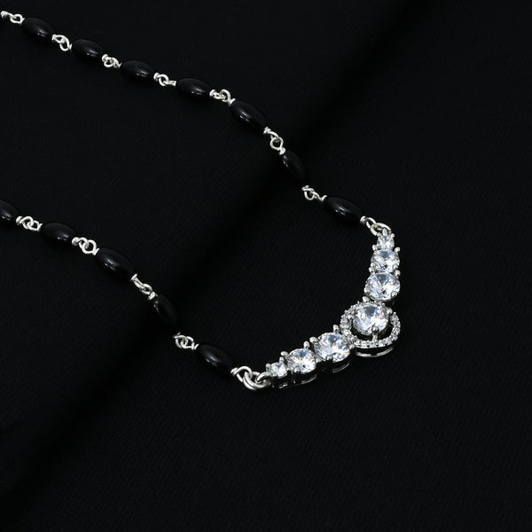 Silver CZ Gem Stone Mangalsutra for Girls