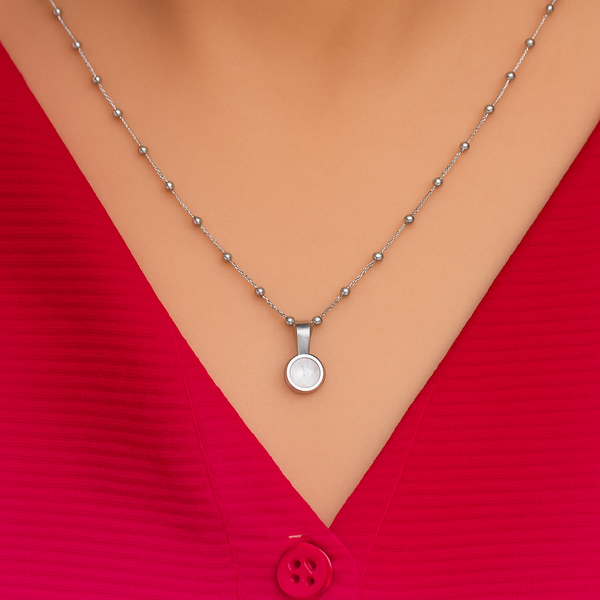 Silver Round Solitaire Pendant & Earrings Set