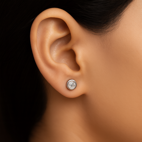 Silver Round Solitaire Pendant & Earrings Set