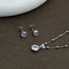 Silver Round Solitaire Pendant & Earrings Set