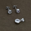 Silver Round Solitaire Pendant & Earrings Set