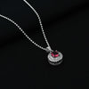 Silver Center Pink Gem Stone with Round Shape Pendant for Girls