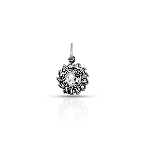 Sterling Silver Center Om Surya Design Pendant
