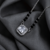 Classic Black Beaded Mangalsutra with Sparkling Square Pendant