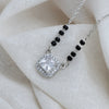 Classic Black Beaded Mangalsutra with Sparkling Square Pendant