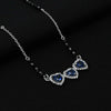 Sterling Silver Three Center Heart Shape Blue Stone Mangalsutra for Girls