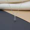 Sterling Silver Green Stone Floral Pendant