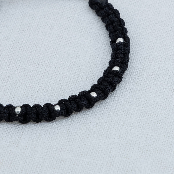 Handmade Black Thread Bracelet with Silver Beads - Aggarwal jewels