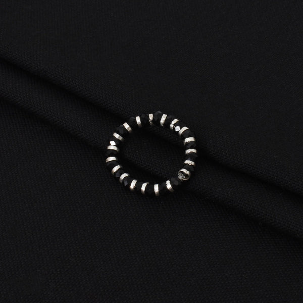 Silver Black Beads Chain Ring - Aggarwal jewels