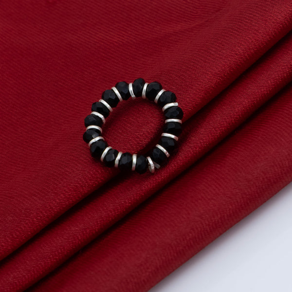 Silver Black Beads Chain Ring - Aggarwal jewels