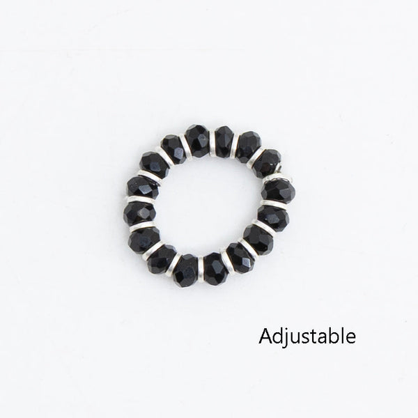 Silver Black Beads Chain Ring - Aggarwal jewels