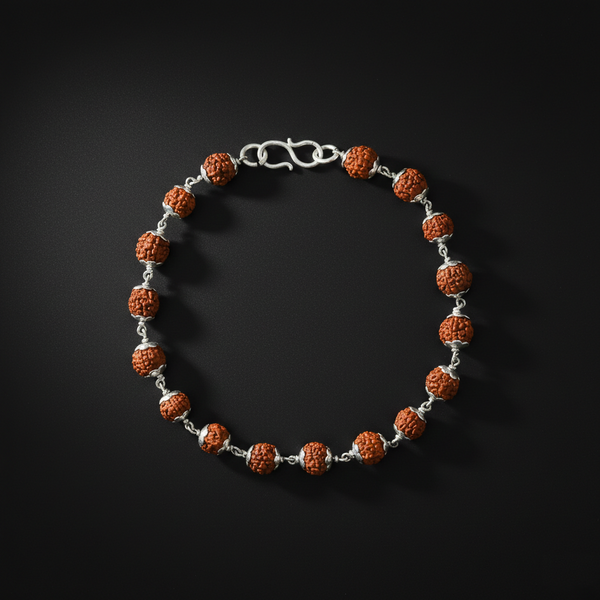 Shri Kedar Ruj Edition Silver Rudraksha Bracelet - Aggarwal jewels
