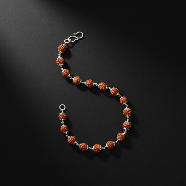 Shri Kedar Ruj Edition Silver Rudraksha Bracelet - Aggarwal jewels
