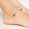 Lightweight Black Beaded Silver Anklet - Aggarwal jewels