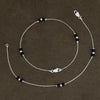 Lightweight Black Beaded Silver Anklet - Aggarwal jewels