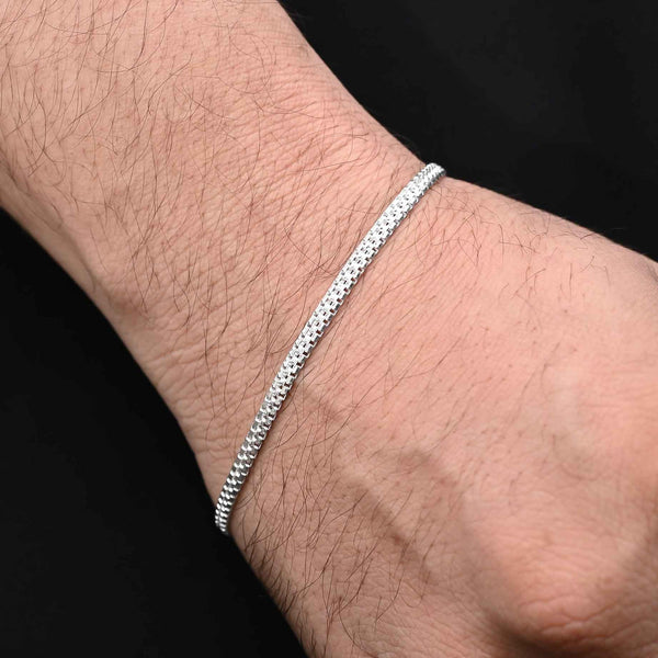 Silver Simple Square Box Design Bracelet for Boy's - Aggarwal jewels