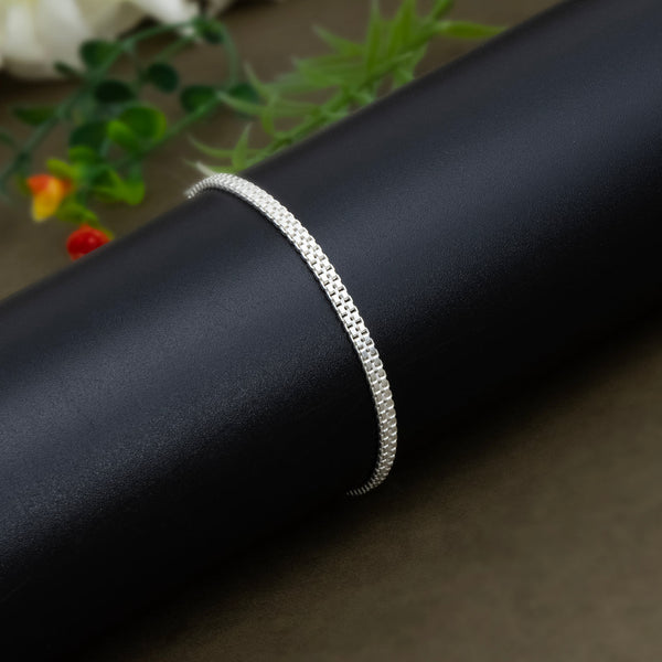 Silver Simple Square Box Design Bracelet for Boy's - Aggarwal jewels