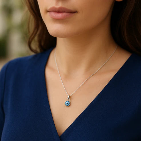 Silver Evil Eye Different Colors Pendant Necklace for Protection - Aggarwal jewels